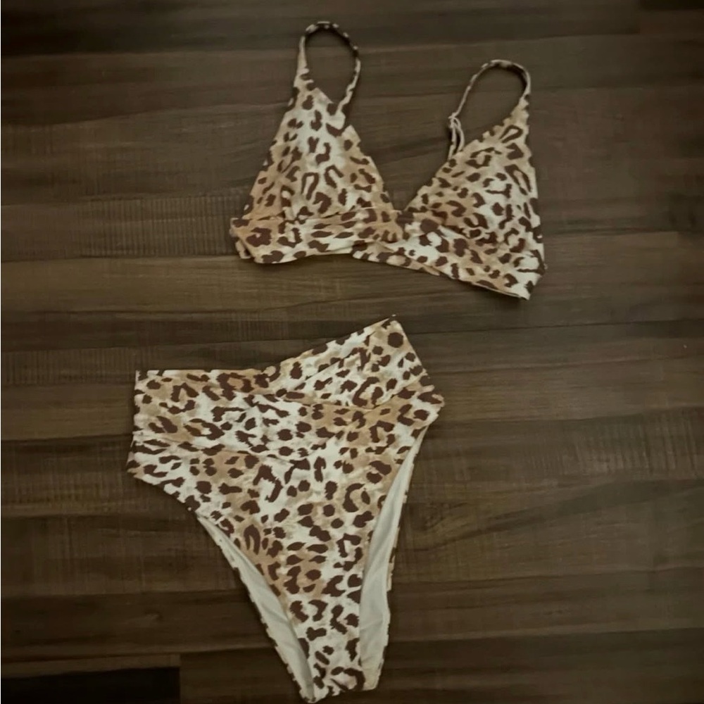 Aerie Tan and Brown Leopard Bikini Set